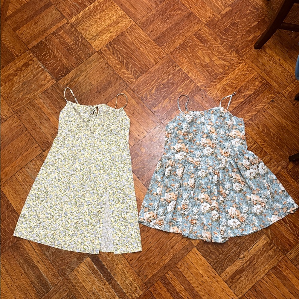SHEIN Floral Mini Dresses - Yellow and Blue